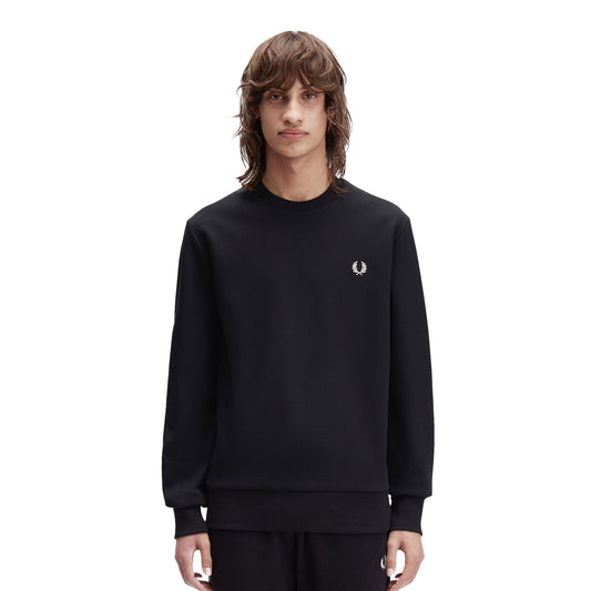 Fred Perry Bold Branding Crewneck Sweatshirt Black  - M1369-102