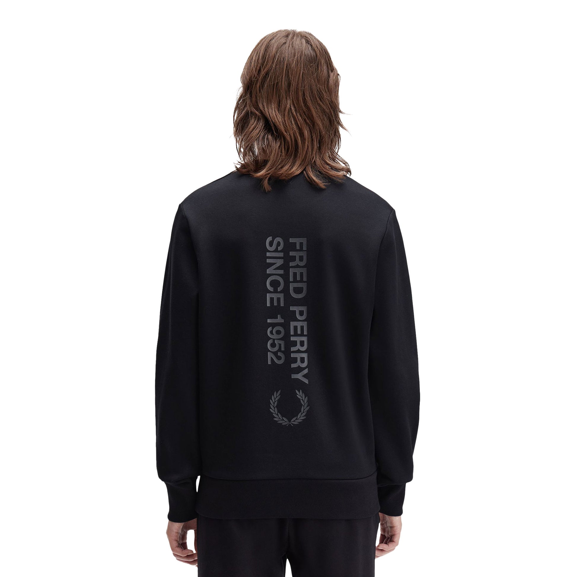 Fred Perry Bold Branding Crewneck Sweatshirt Black  - M1369-102