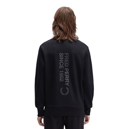 Fred Perry Bold Branding Crewneck Sweatshirt Black  - M1369-102