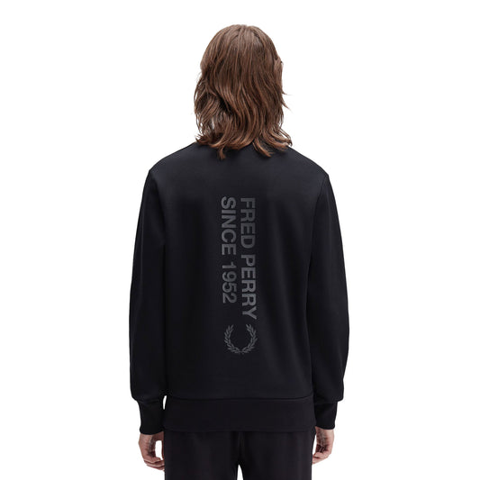 Fred Perry Bold Branding Crewneck Sweatshirt Black  - M1369-102