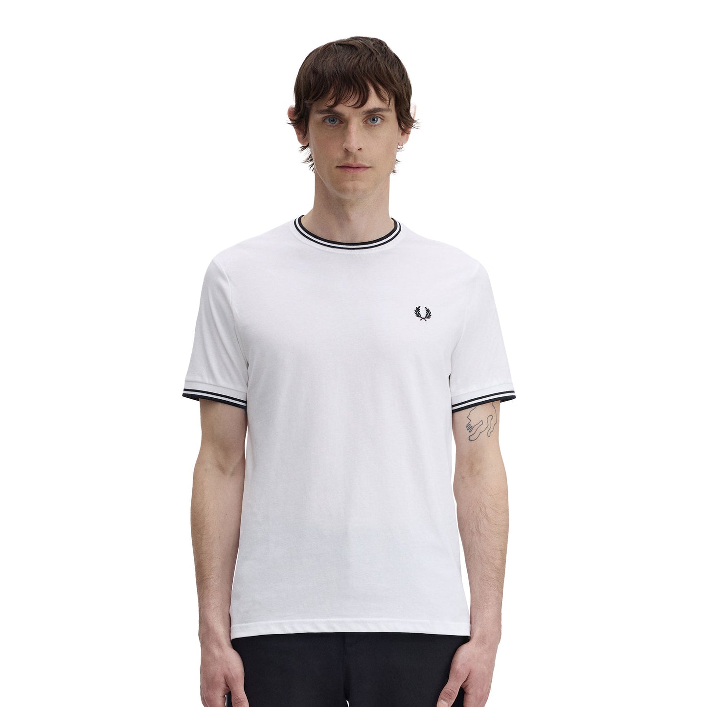 Camiseta Fred Perry con ribete doble blanca