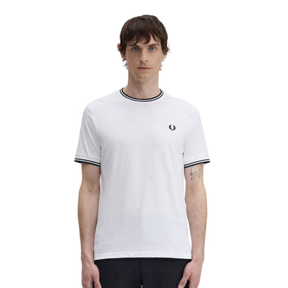 Camiseta Fred Perry con ribete doble blanca