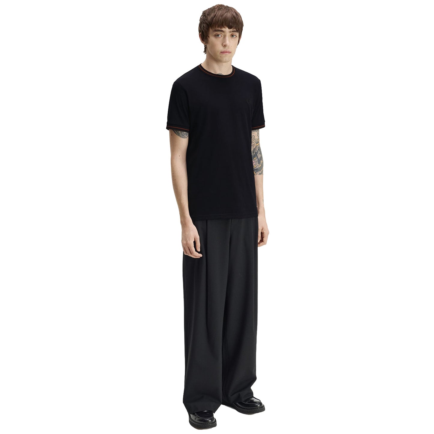 Fred Perry Twin Tipped T-Shirt Navy/Brandy/Rich Brown  - M1588V-75C