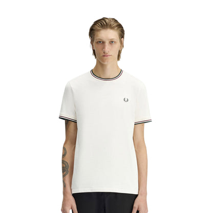 Fred Perry Twin Tipped T-Shirt Ecru/Oxblood/Grassroots  - M1588V-84A