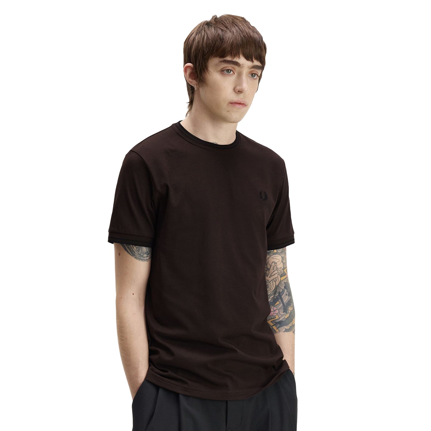 Fred Perry Twin Tipped T-Shirt Rich Brown/Black  - M1588V-86C