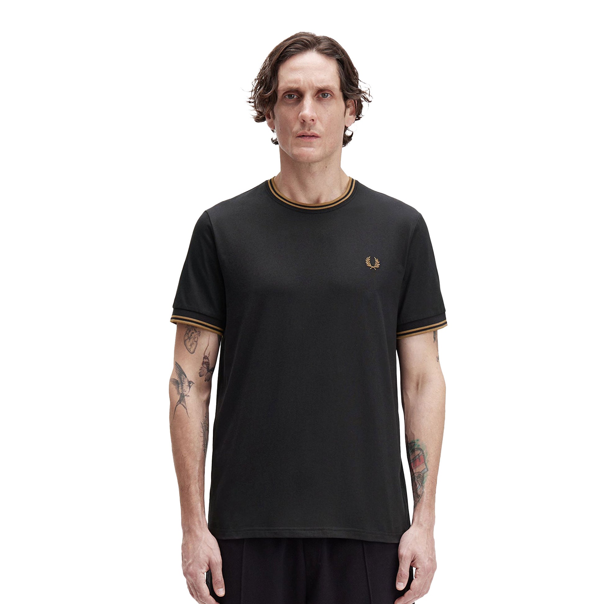 Fred Perry Twin Tipped T-Shirt Black / Shaded Stone  - M1588V-Q27