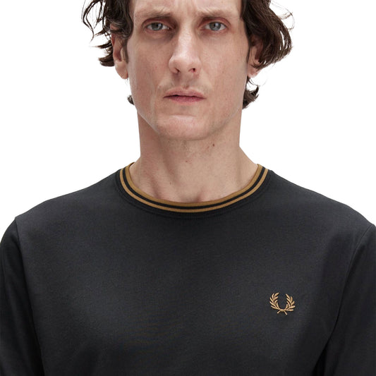 Fred Perry Twin Tipped T-Shirt Black / Shaded Stone  - M1588V-Q27