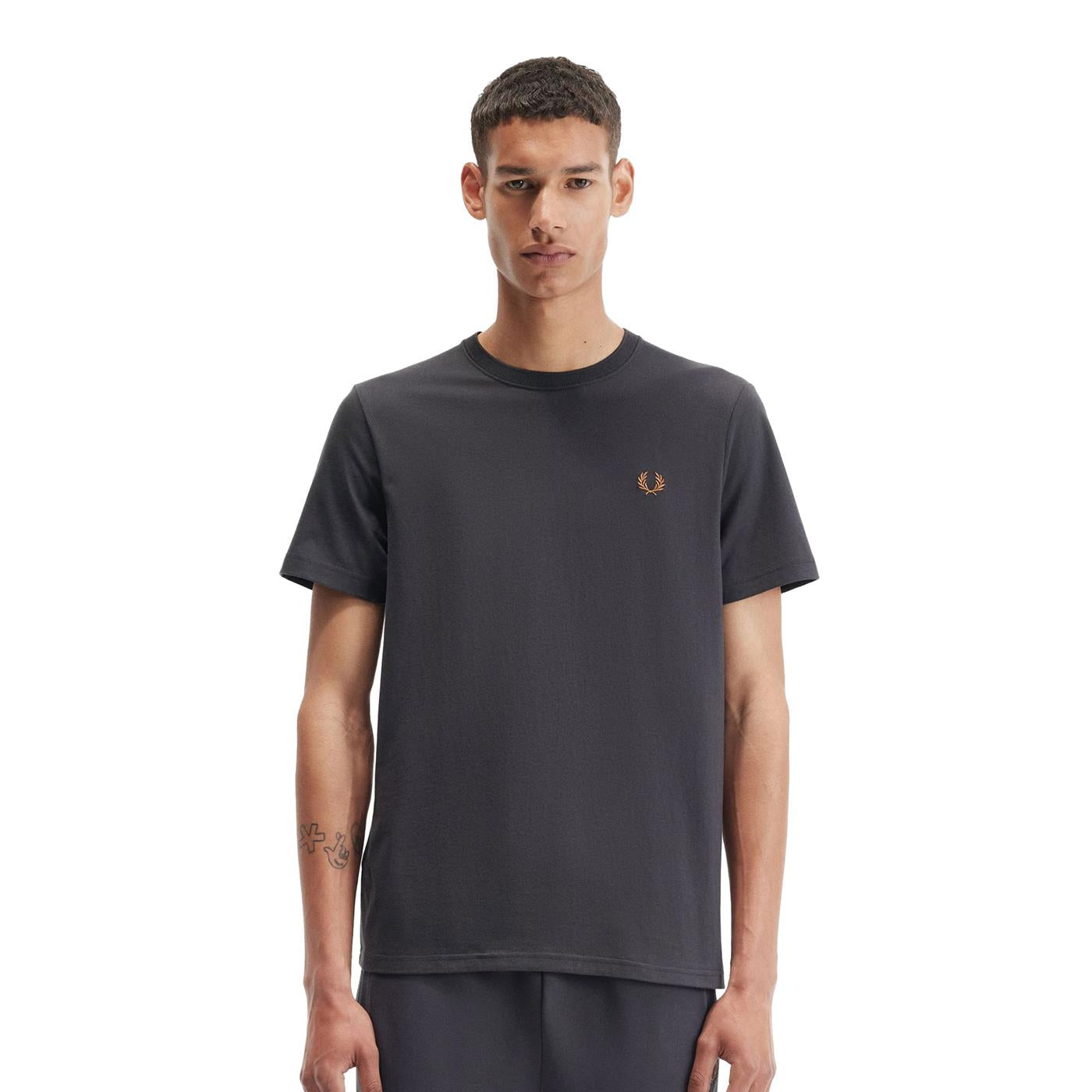 Fred Perry Crew Neck T-Shirt Anchor Grey/Dark Caramel  - M1600-V07