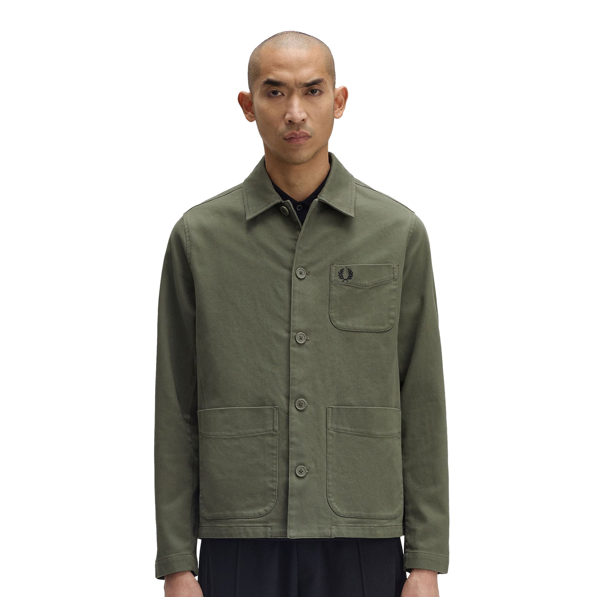 Fred Perry Bedford Cord Overshirt Laurel Wreath Green  - M1701-X21
