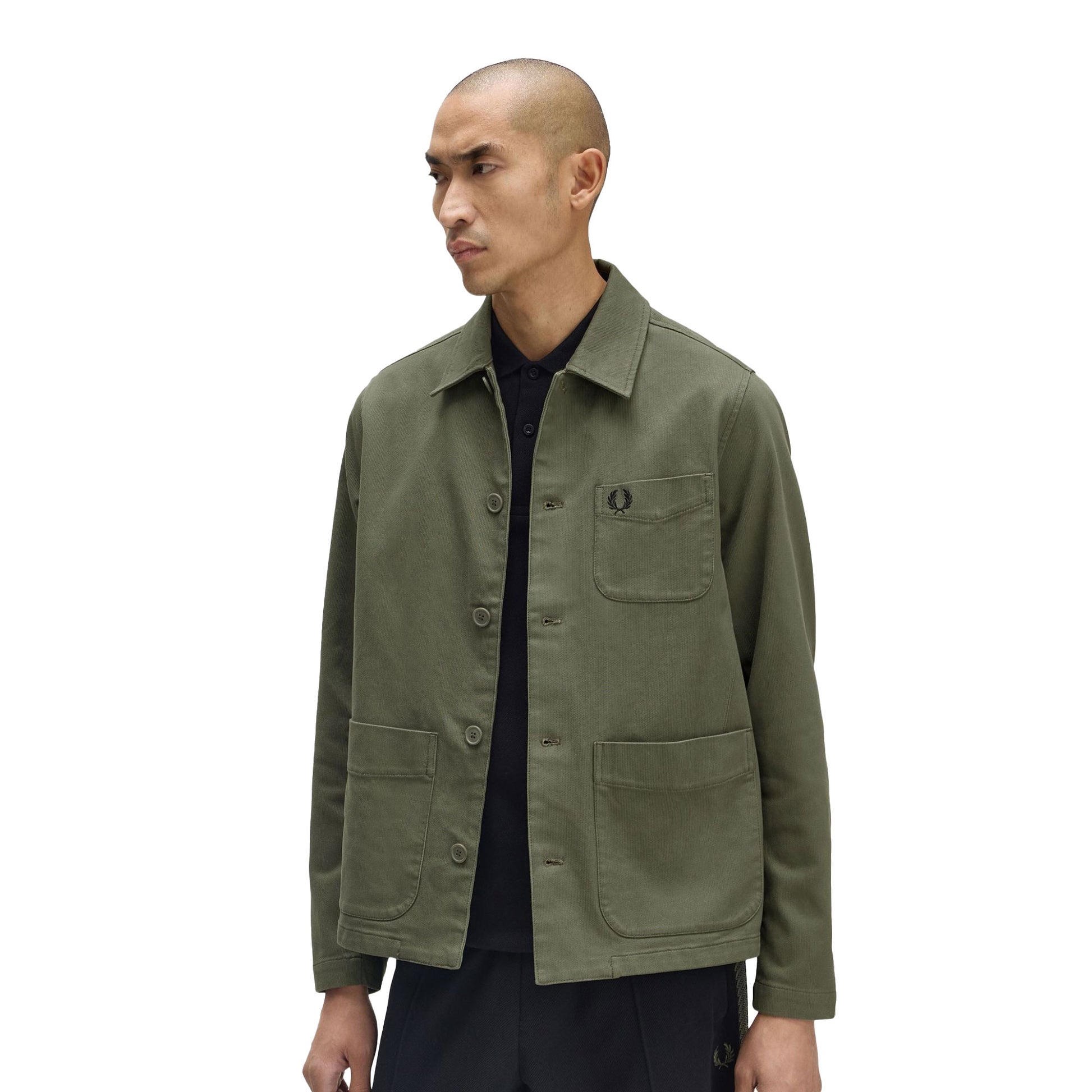 Fred Perry Bedford Cord Overshirt Laurel Wreath Green  - M1701-X21