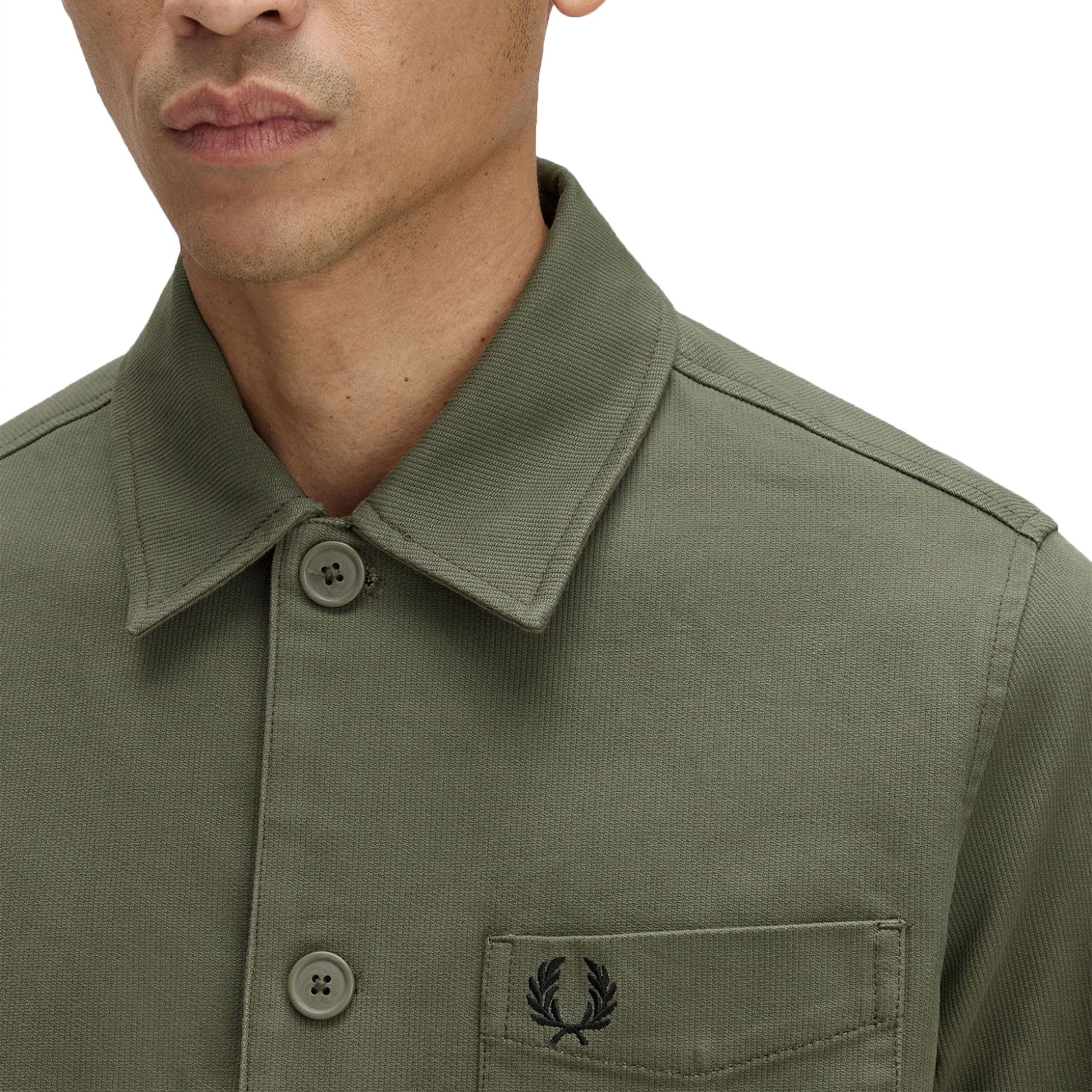 Fred Perry Bedford Cord Overshirt Laurel Wreath Green  - M1701-X21