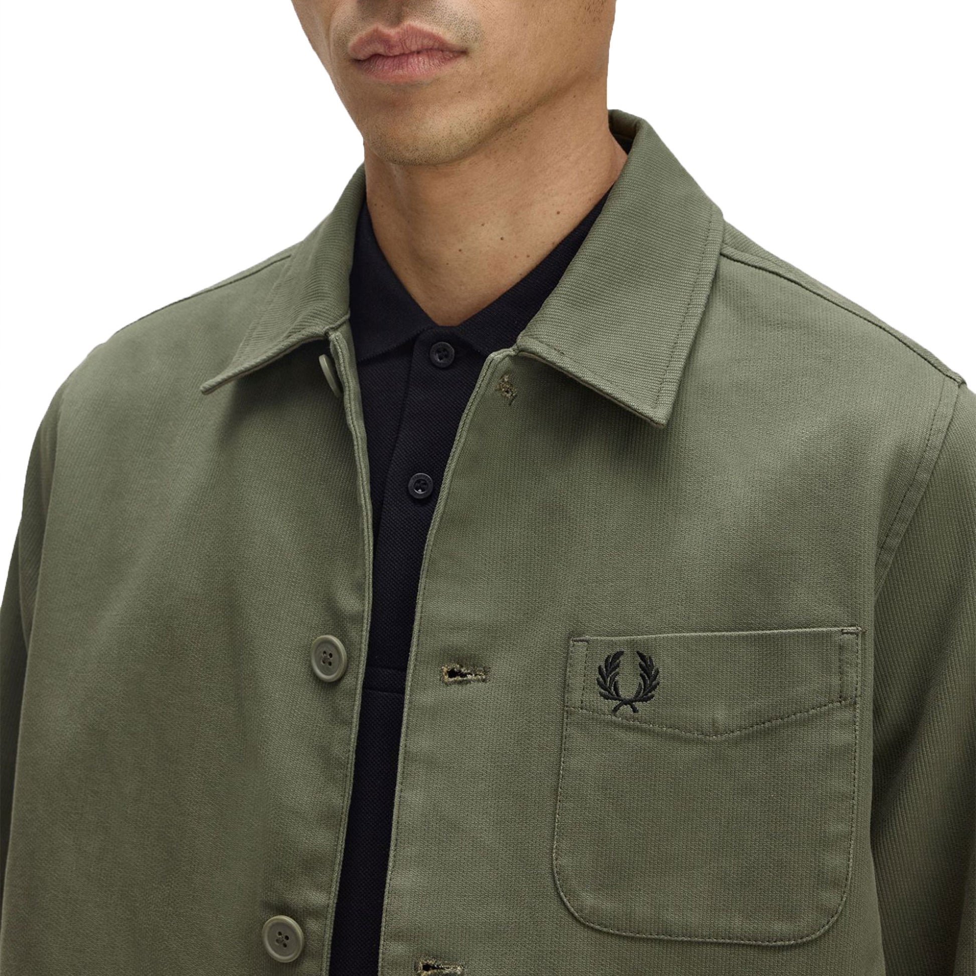 Fred Perry Bedford Cord Overshirt Laurel Wreath Green  - M1701-X21