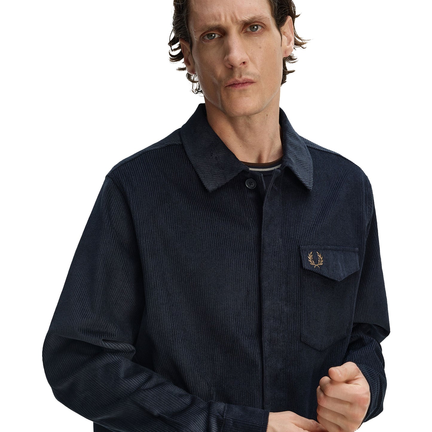 Fred Perry Corduroy Overshirt Navy/White  - M1717-608