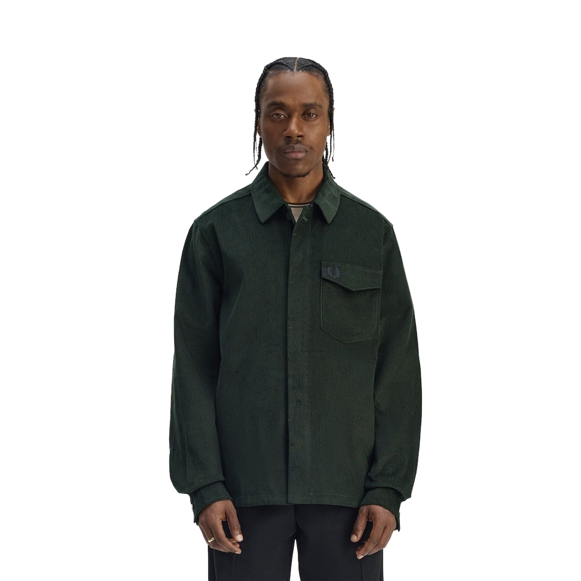 Fred Perry Corduroy Overshirt Court Green  - M1717-X89