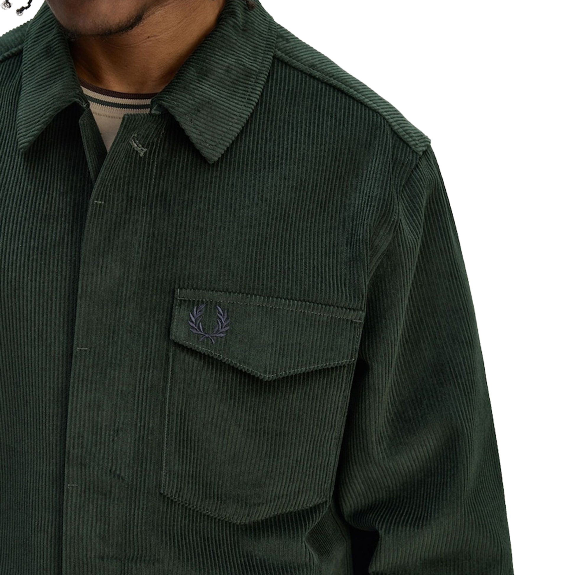 Fred Perry Corduroy Overshirt Court Green  - M1717-X89