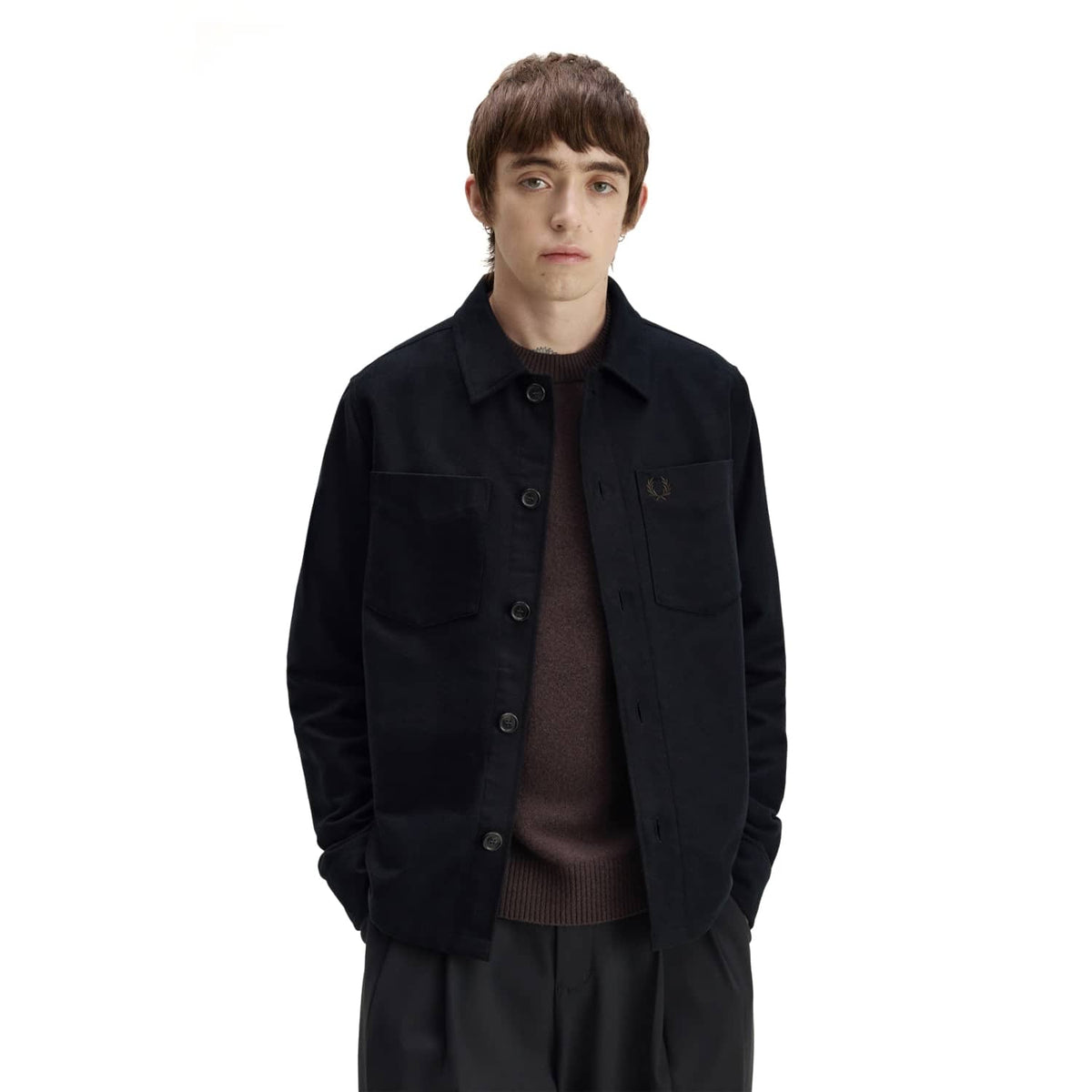 Fred Perry Brushed Twill Overshirt Black  - M1723-184