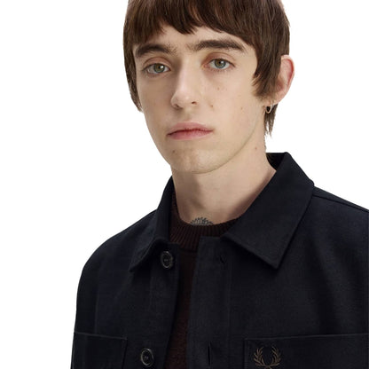 Fred Perry Brushed Twill Overshirt Black  - M1723-184