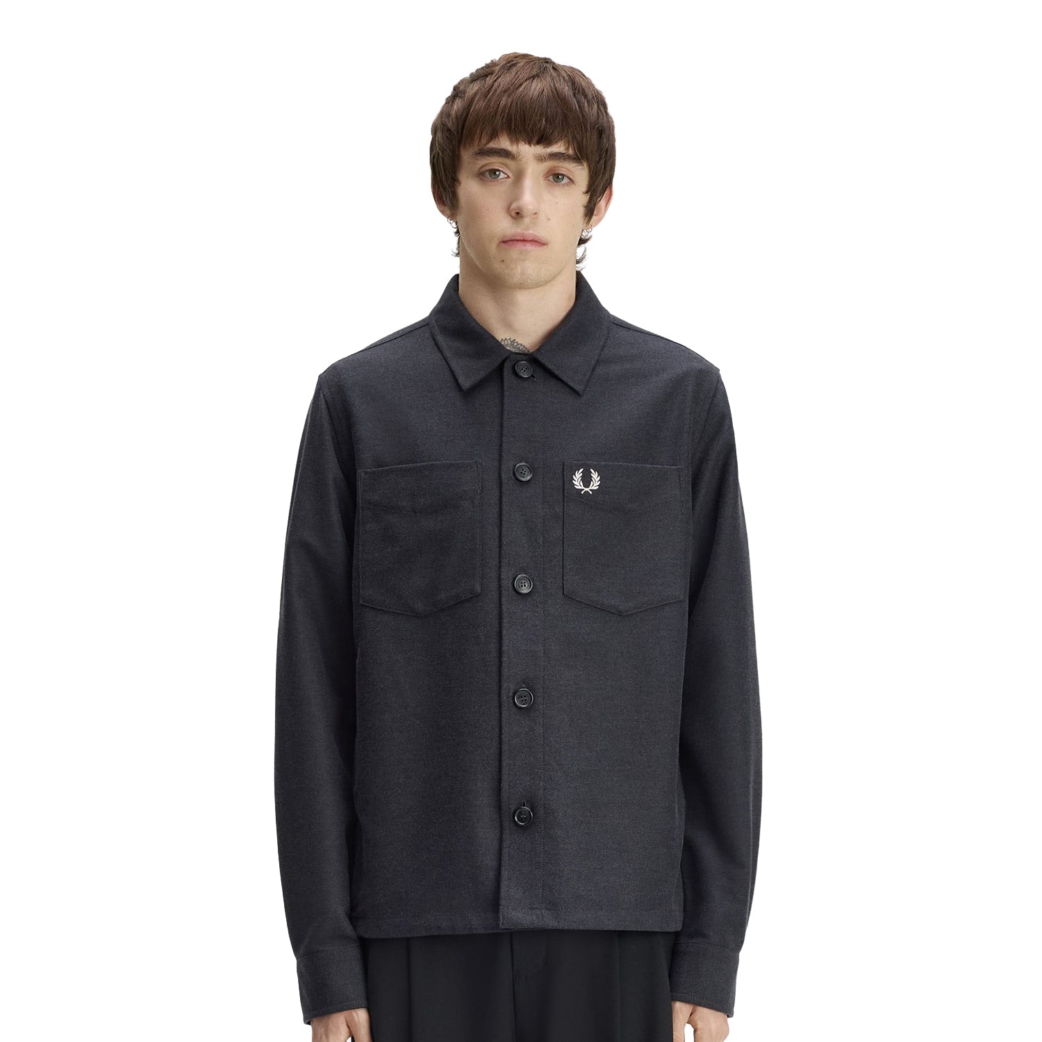 Fred Perry Brushed Twill Overshirt Charcoal Marl  - M1723-948
