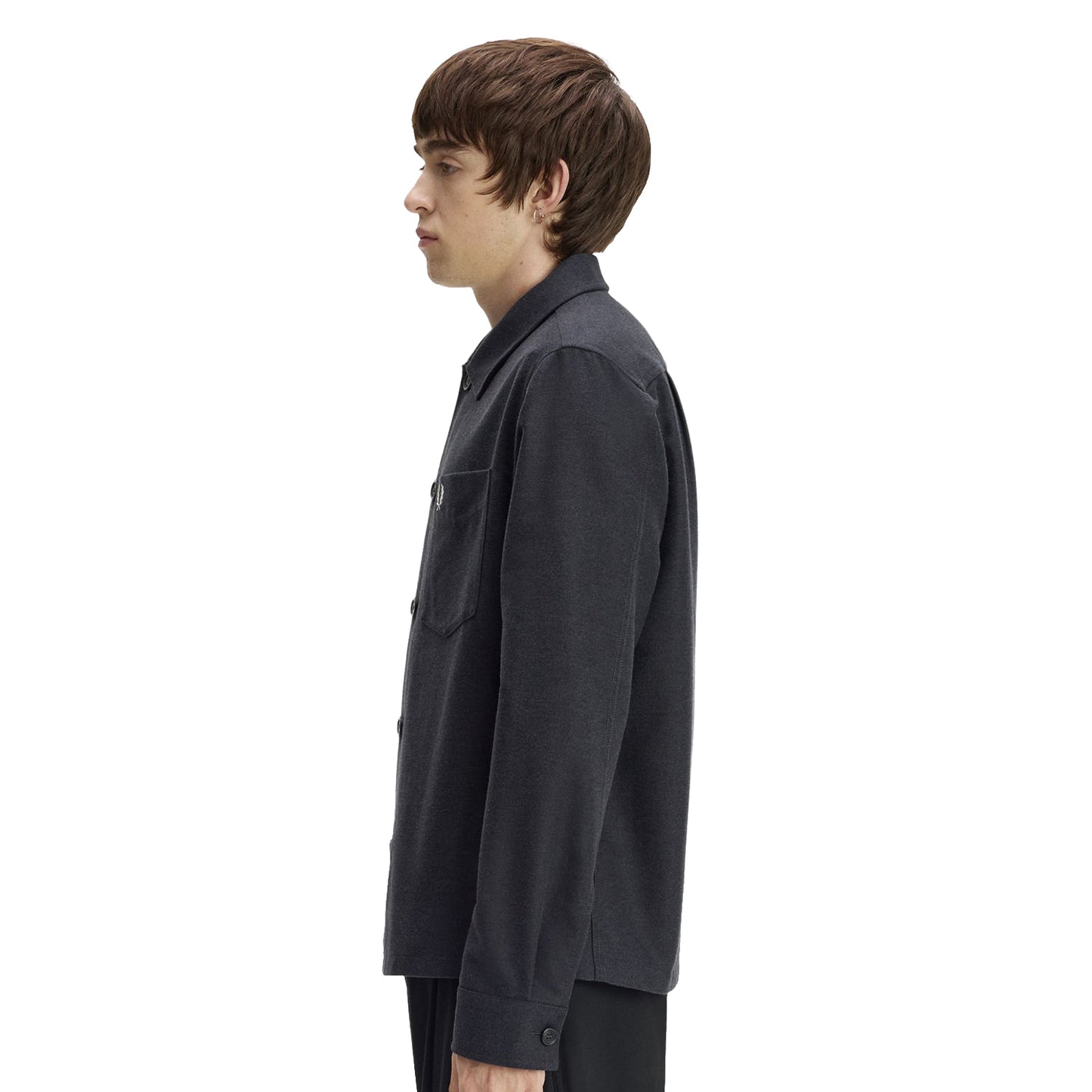 Fred Perry Brushed Twill Overshirt Charcoal Marl  - M1723-948
