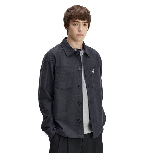 Fred Perry Brushed Twill Overshirt Charcoal Marl  - M1723-948