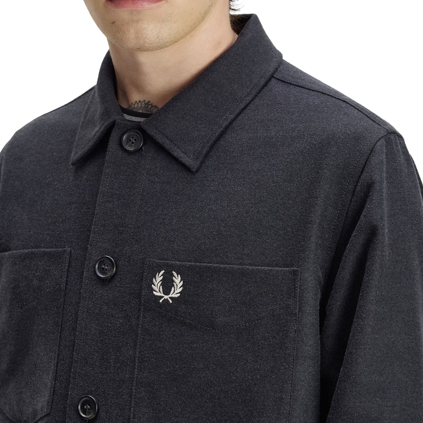 Fred Perry Brushed Twill Overshirt Charcoal Marl  - M1723-948