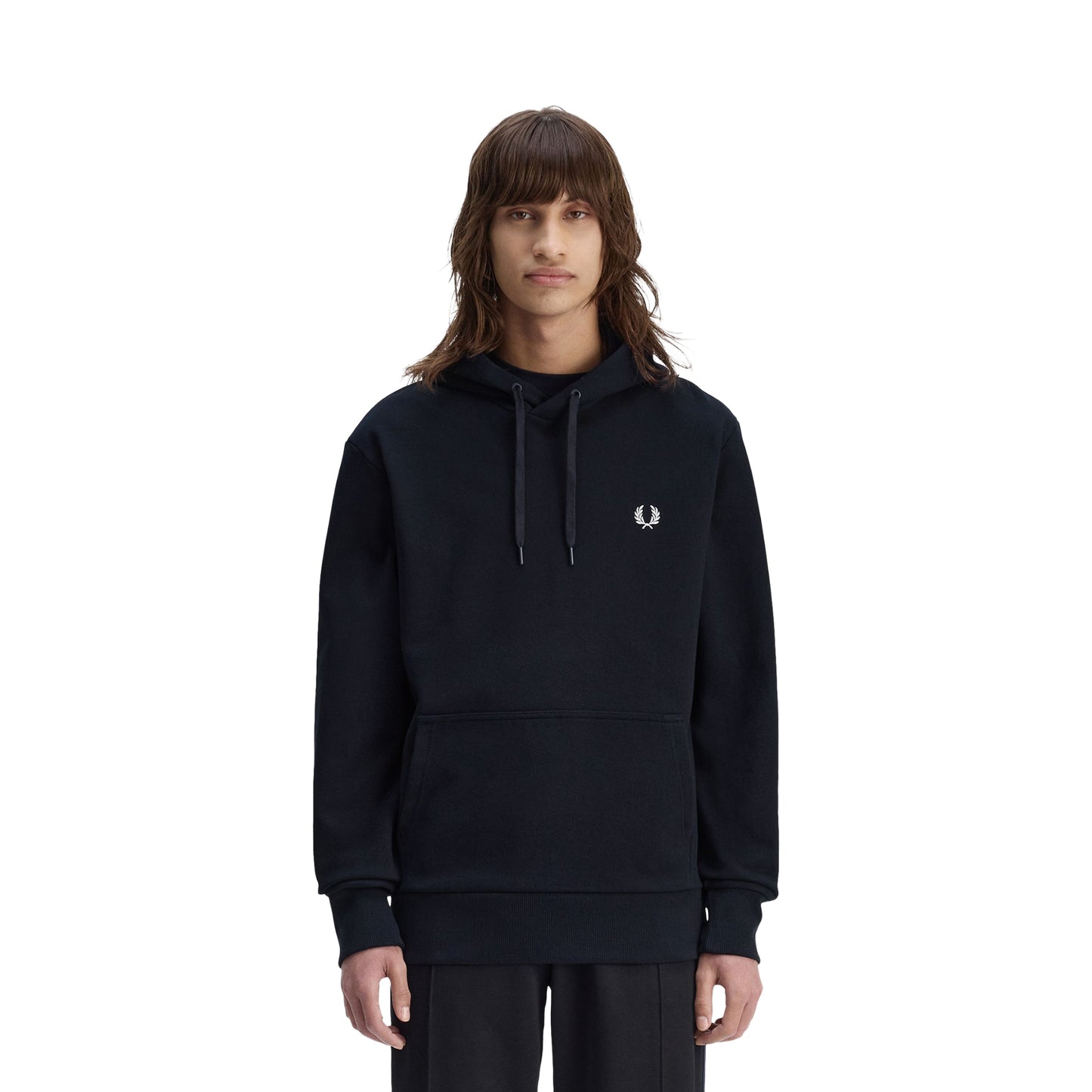 Fred Perry Monogram Hooded Sweatshirt Navy/Ice/Ice  - M1758-795