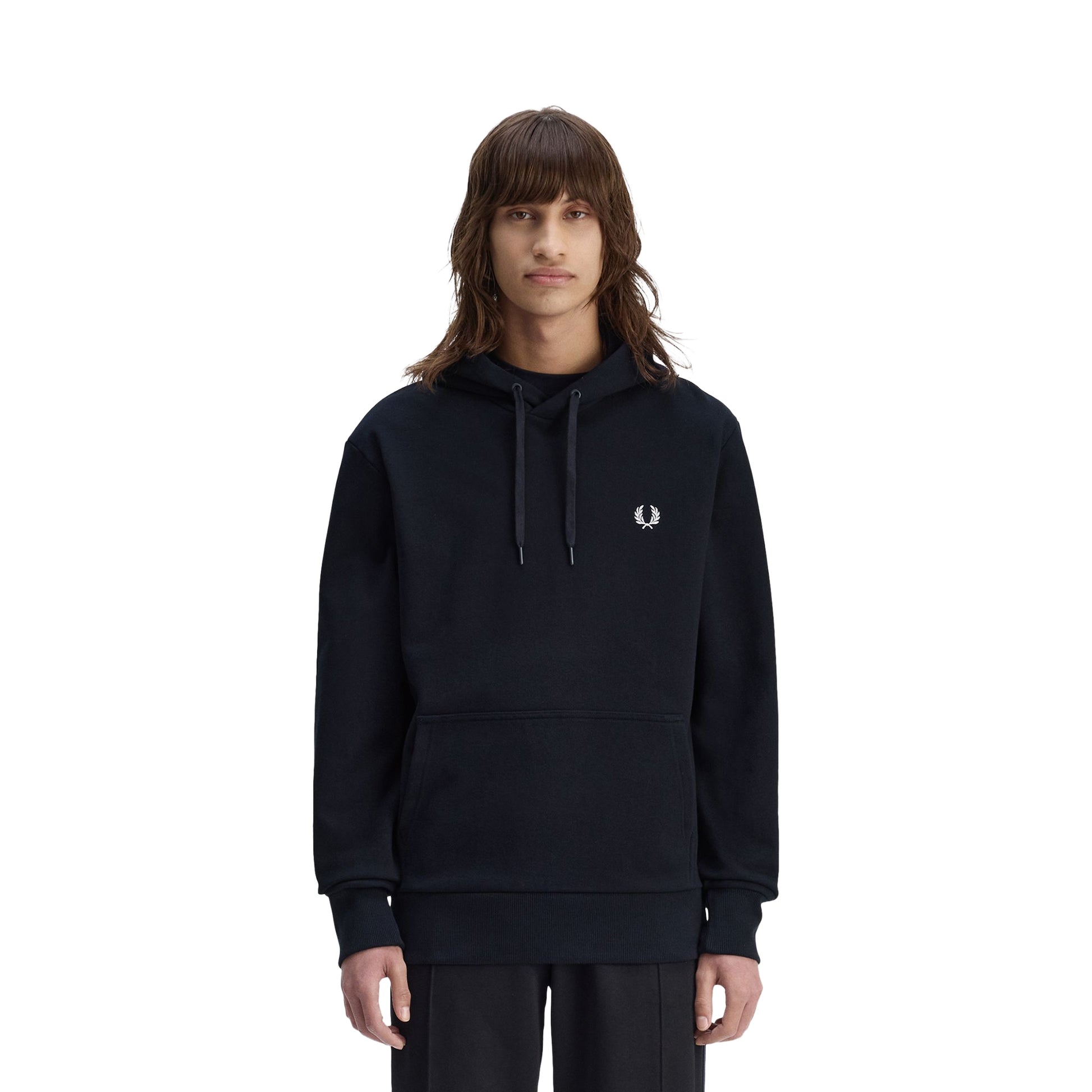 Fred Perry Monogram Hooded Sweatshirt Navy/Ice/Ice  - M1758-795