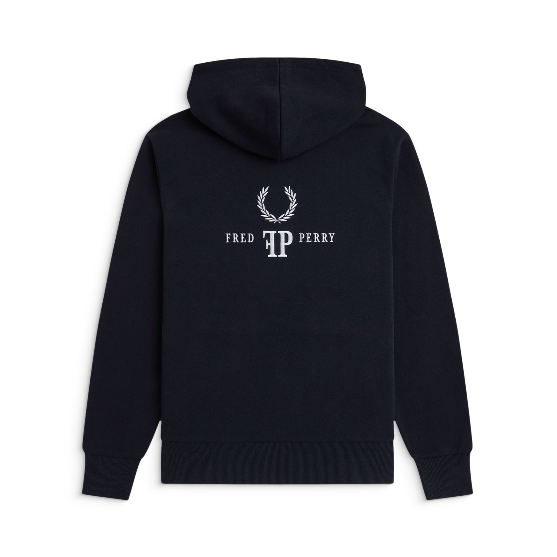 Fred Perry Monogram Hooded Sweatshirt Navy/Ice/Ice  - M1758-795