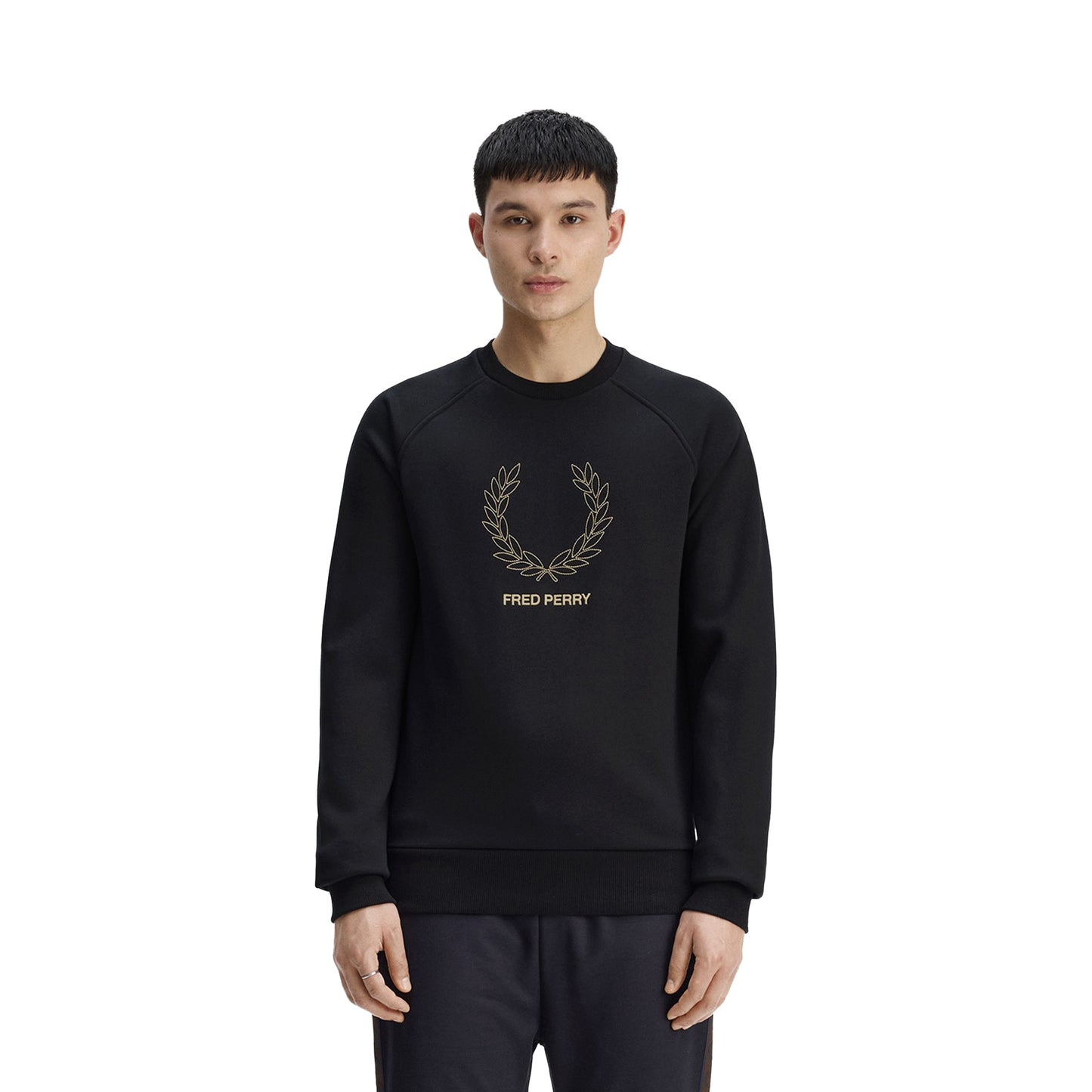 Fred Perry Outline Laurel Wreath Sweatshirt Black  - M1769-102