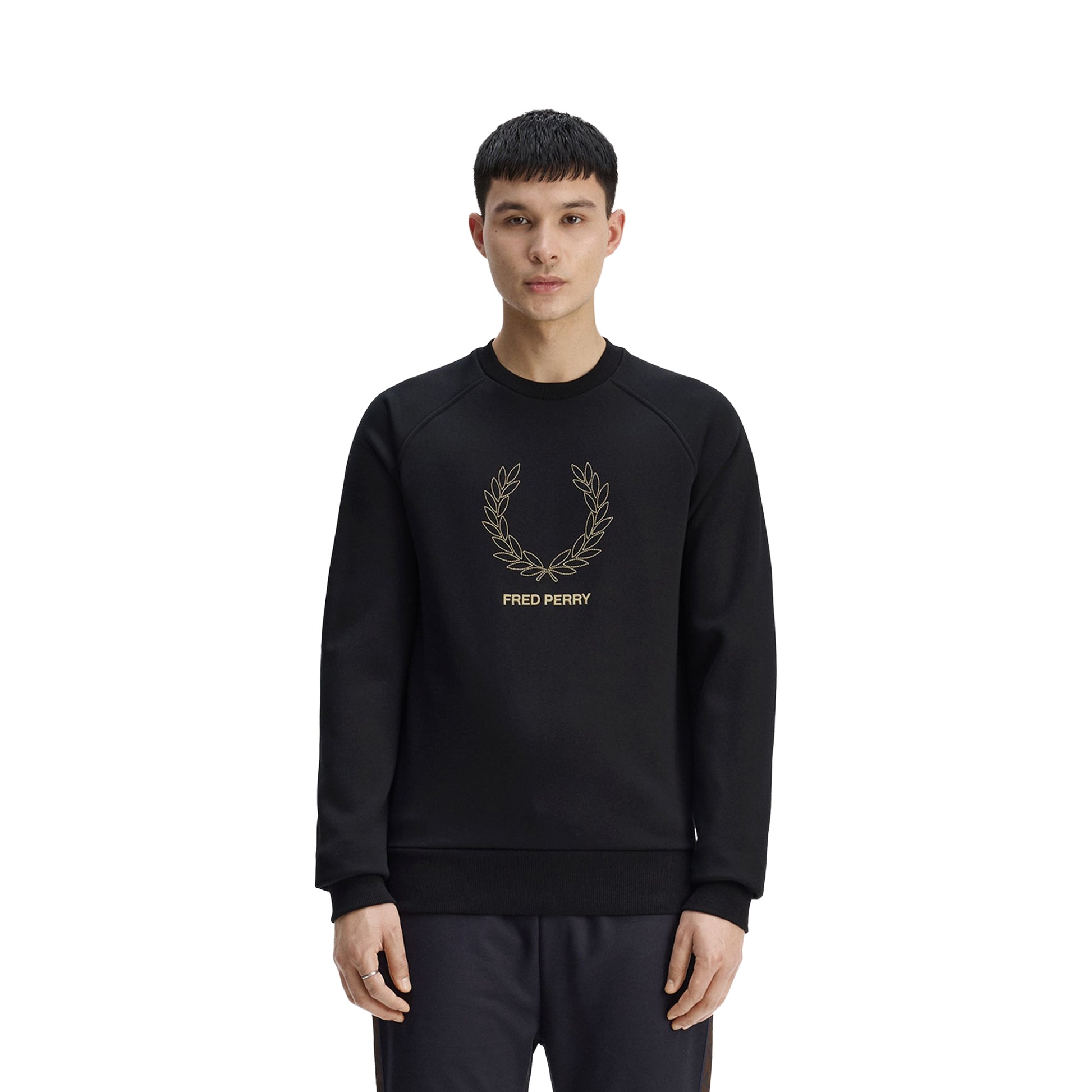 Fred Perry Outline Laurel Wreath Sweatshirt Black  - M1769-102