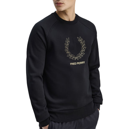 Fred Perry Outline Laurel Wreath Sweatshirt Black  - M1769-102