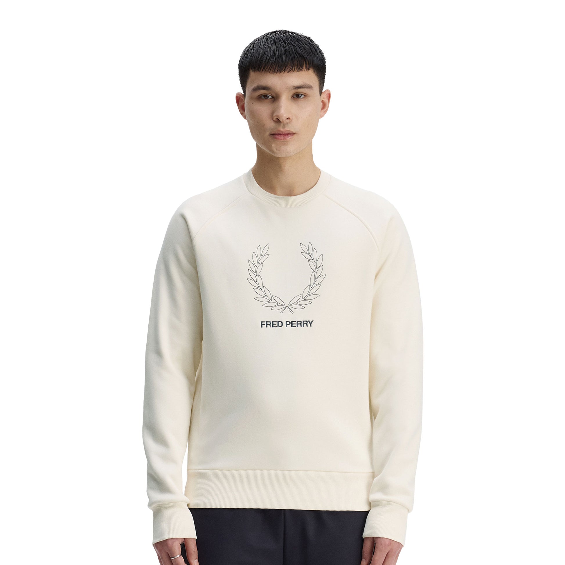 Fred Perry Outline Laurel Wreath Sweatshirt Ecru  - M1769-560