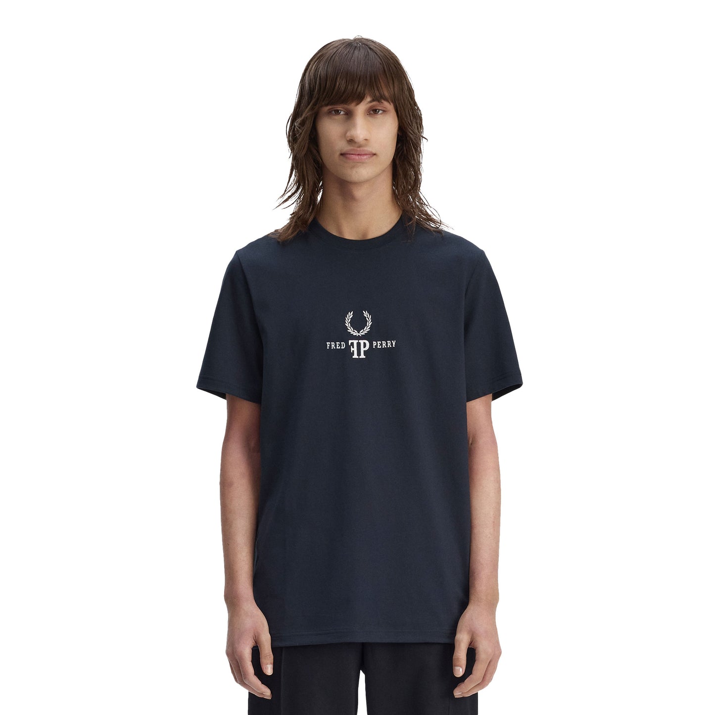 Fred Perry Monogram T-Shirt Navy/White  - M1771-608