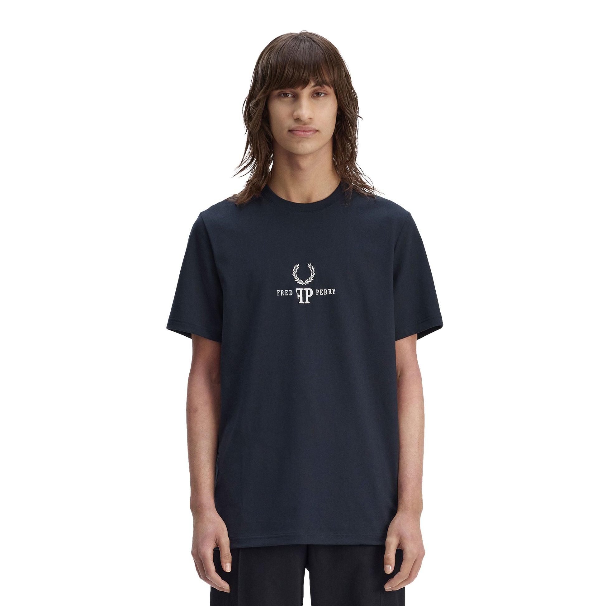 Fred Perry Monogram T-Shirt Navy/White  - M1771-608