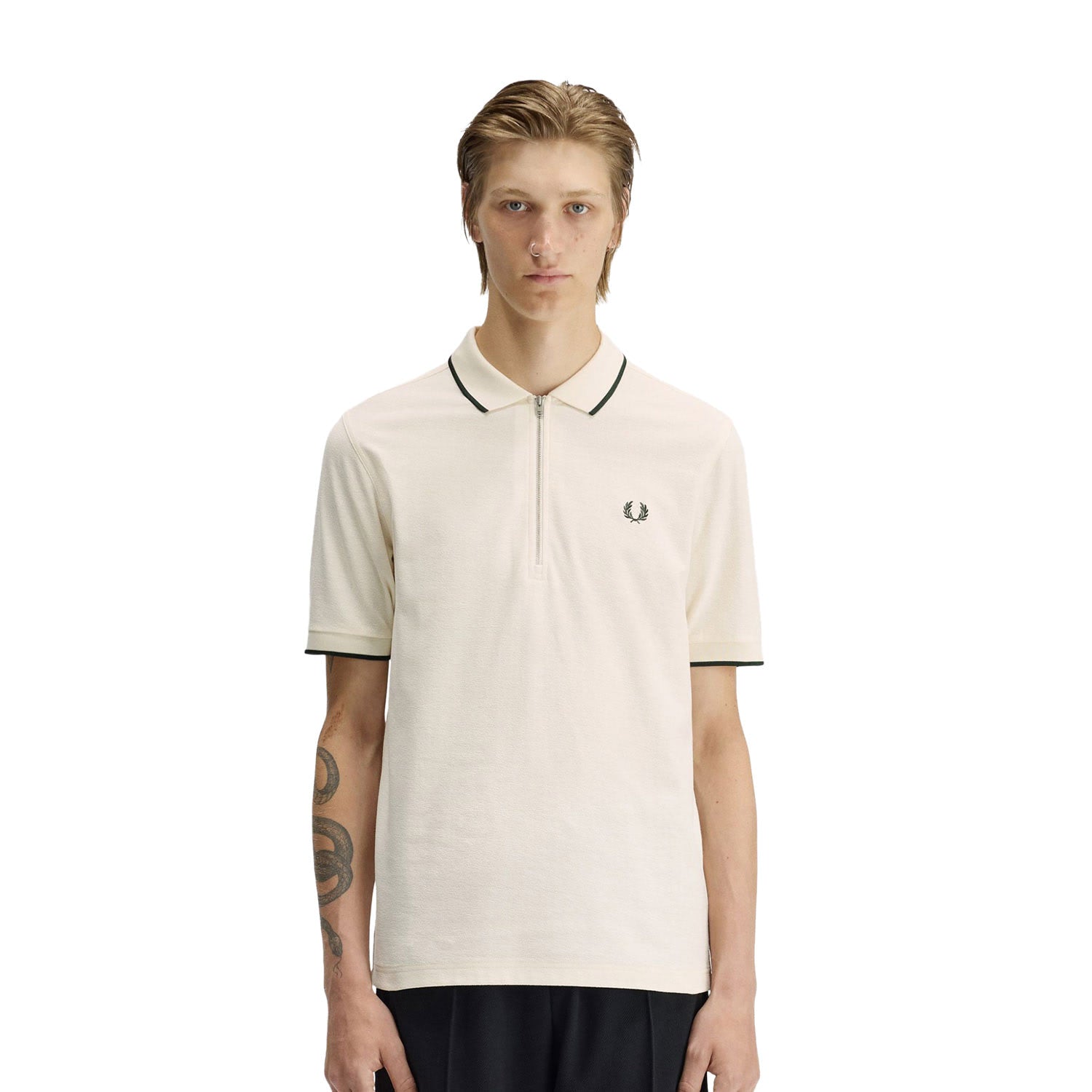 Fred Perry Crepe Piqué Polo Shirt Ecru  - M2383-560