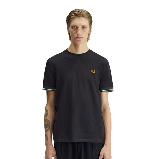 Fred Perry Twin Tipped Cuff T-Shirt Black  - M2396-102