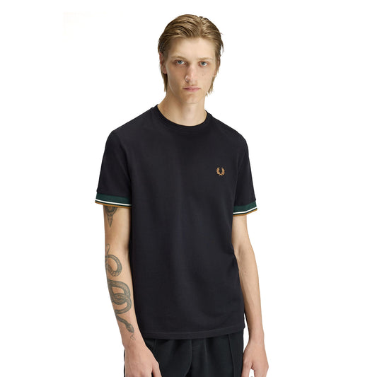 Fred Perry Twin Tipped Cuff T-Shirt Black  - M2396-102