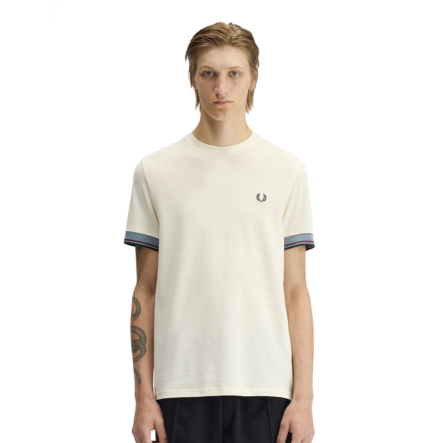 Fred Perry Twin Tipped Cuff T-Shirt Ecru  - M2396-560