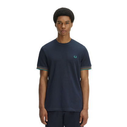 Fred Perry Twin Tipped Cuff T-Shirt Navy  - M2396-608