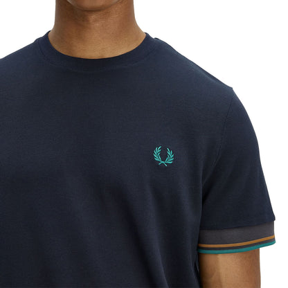 Fred Perry Twin Tipped Cuff T-Shirt Navy  - M2396-608
