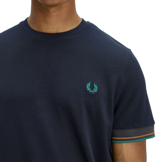 Fred Perry Twin Tipped Cuff T-Shirt Navy  - M2396-608