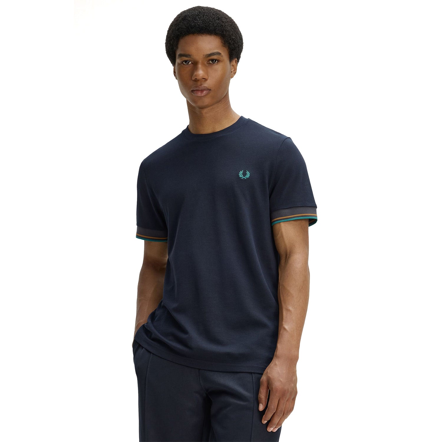 Fred Perry Twin Tipped Cuff T-Shirt Navy  - M2396-608