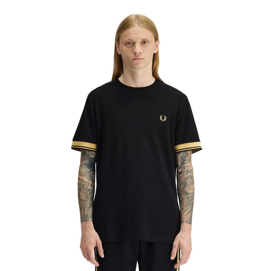 Fred Perry Twin Tipped Cuff T-Shirt Black/Champagne  - M2396-90A