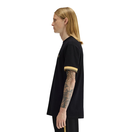 Fred Perry Twin Tipped Cuff T-Shirt Black/Champagne  - M2396-90A