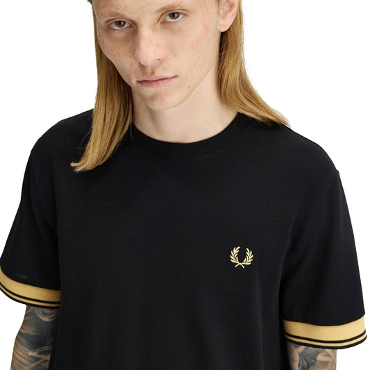 Fred Perry Twin Tipped Cuff T-Shirt Black/Champagne  - M2396-90A