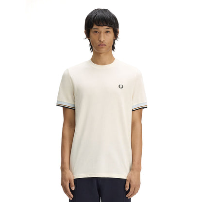 Fred Perry Twin Tipped Cuff T-Shirt Ecru  - M2396-91B