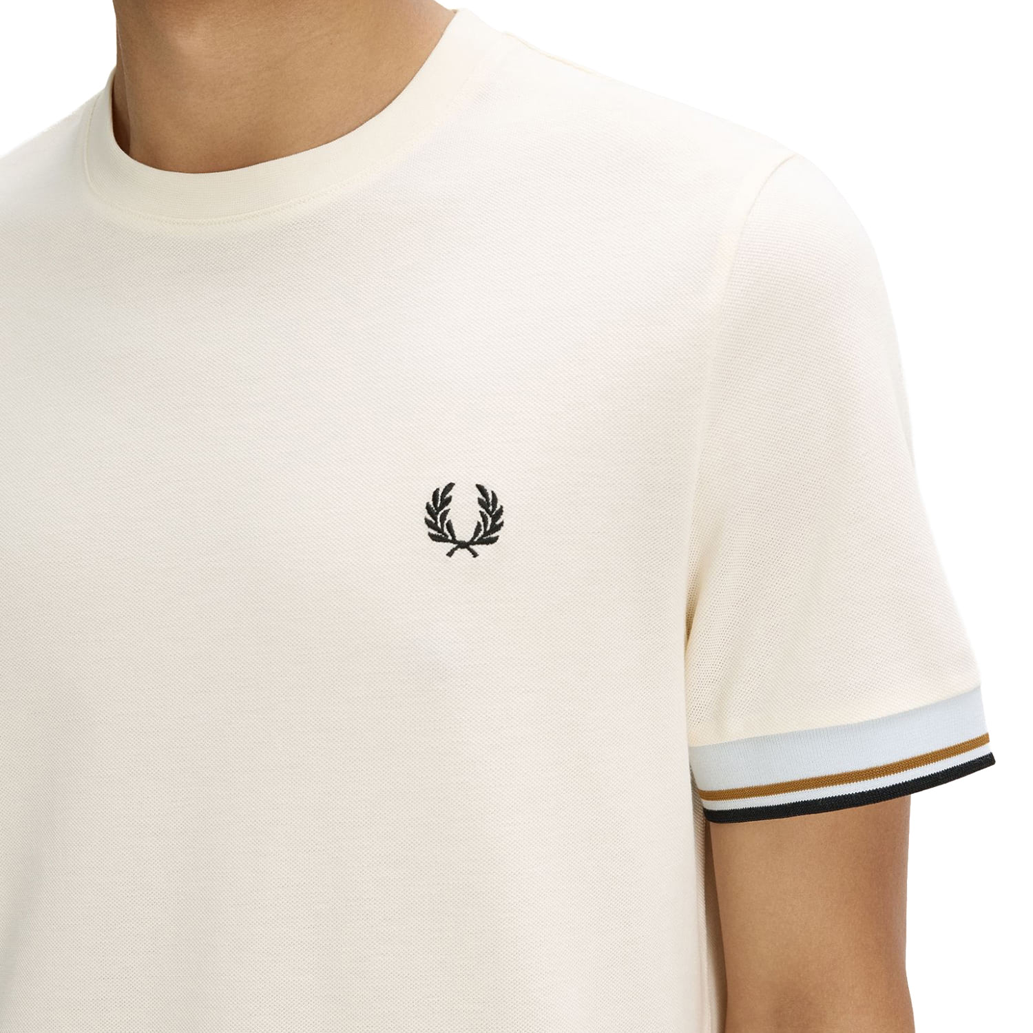 Fred Perry Twin Tipped Cuff T-Shirt Ecru  - M2396-91B