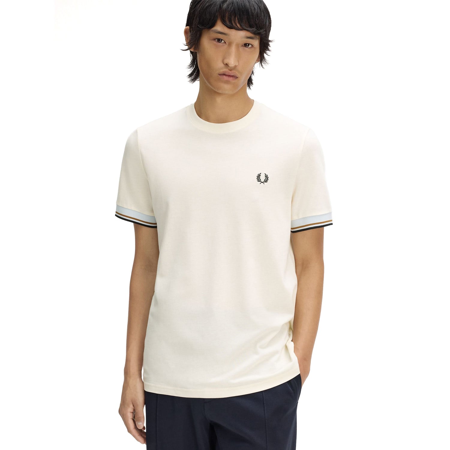 Fred Perry Twin Tipped Cuff T-Shirt Ecru  - M2396-91B