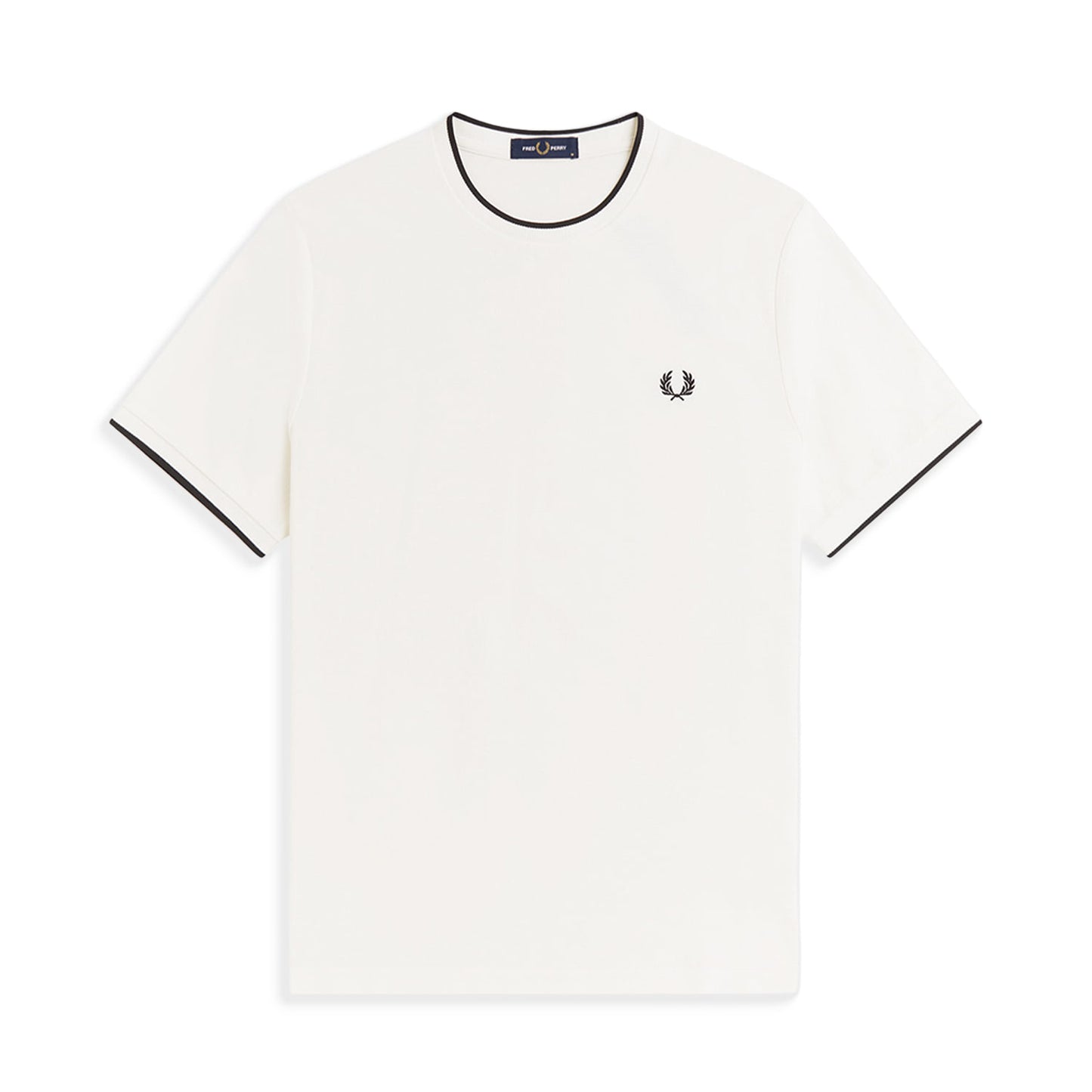 Fred Perry Trim Detail Crepe Pique T-Shirt Snow White  - M2397-303