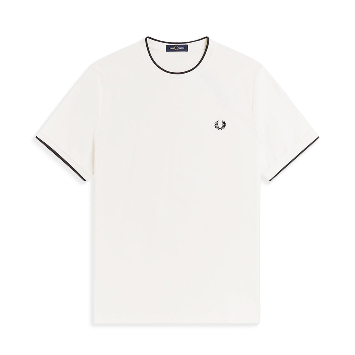 Fred Perry Trim Detail Crepe Pique T-Shirt Snow White  - M2397-303